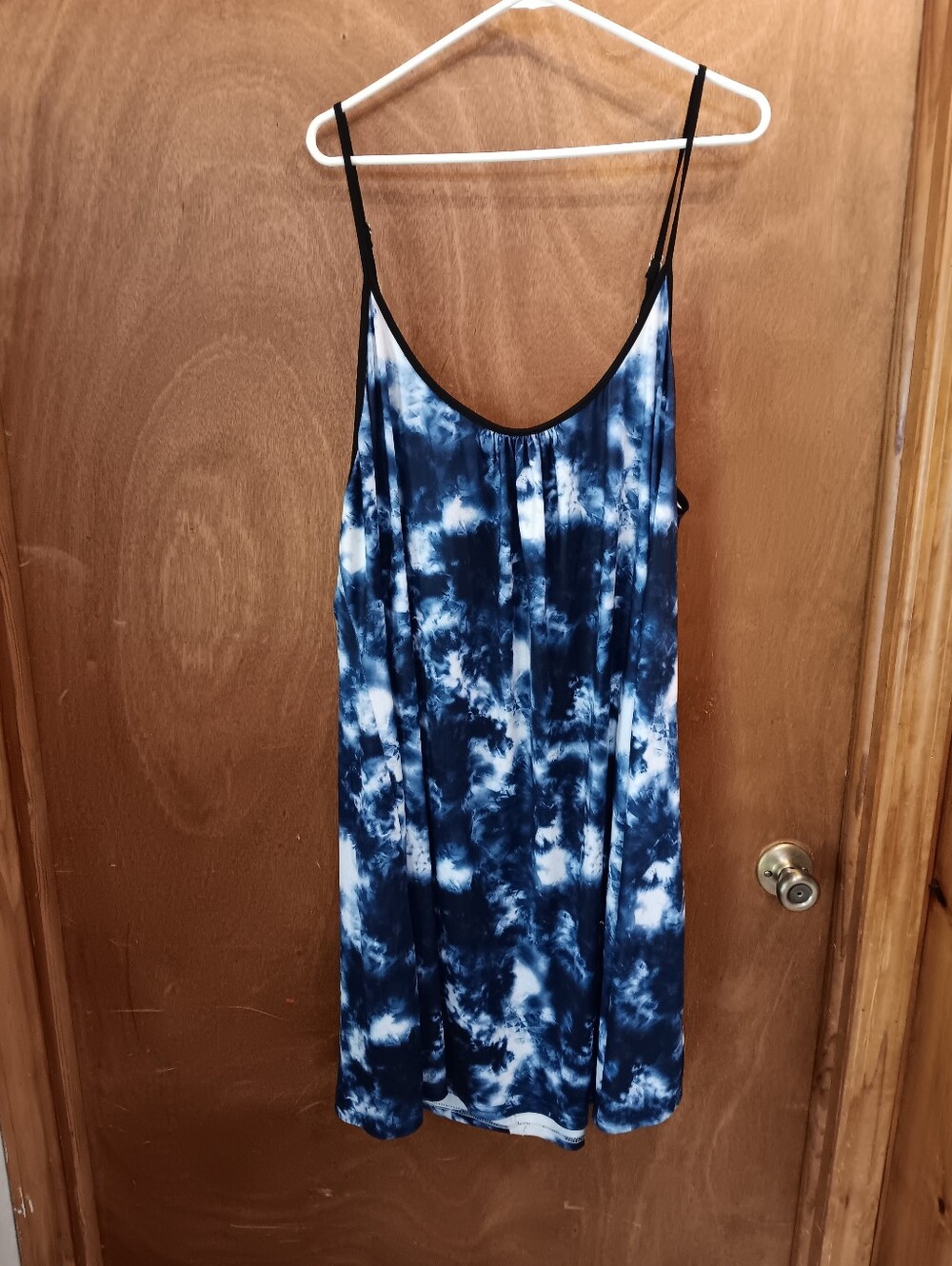 Navy & White Tie-Dye Slip Dress